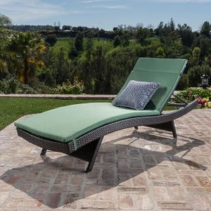 Noble House Salem Multi Brown Piece Wicker Outdoor Chaise Lounge With