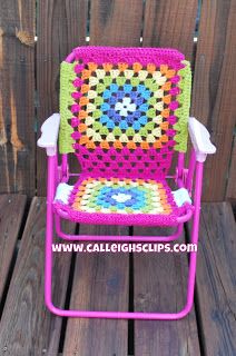 Calleigh’s Clips & Crochet Creations: Folding Lawn Chair Crochet-Over