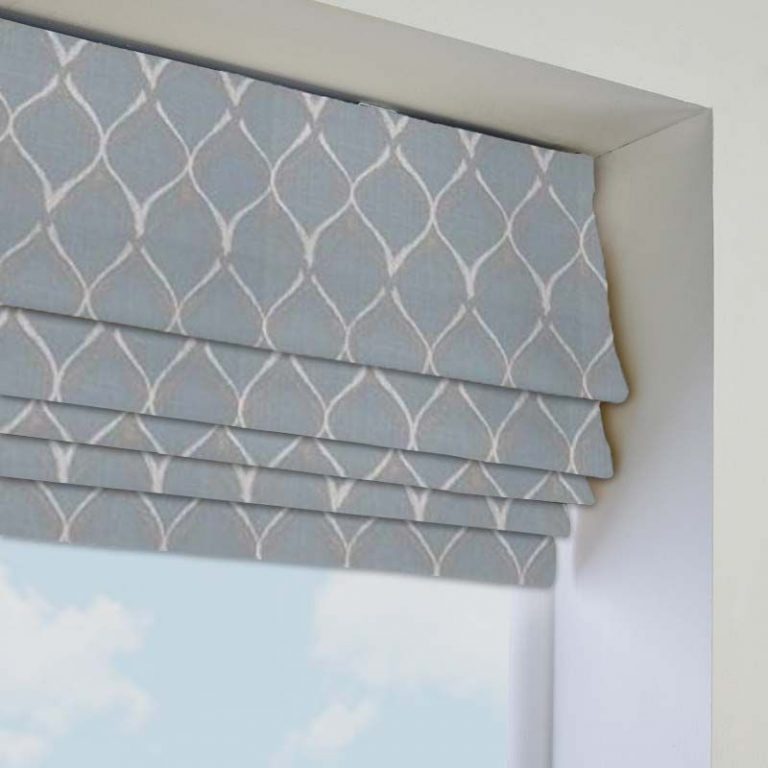 Roman blinds in a grey herringbone with a contrast border – decorafit ...