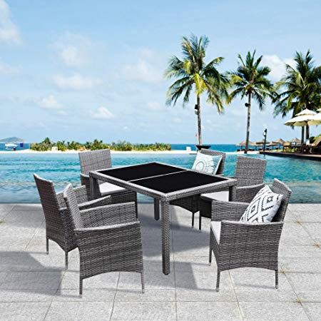 Solaste 7pcs Outdoor Furniture All-Weather Patio Porch Dining Table and