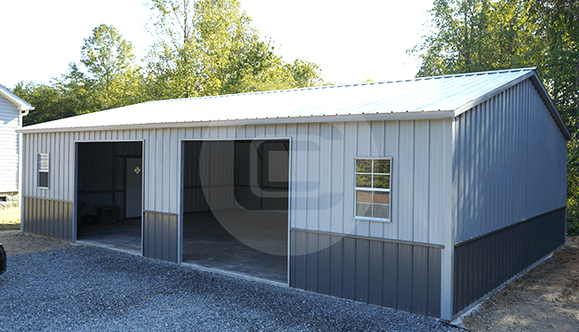 30’ wide x 40’ long x 12’ tall Metal Garage Workshop with a side porch ...