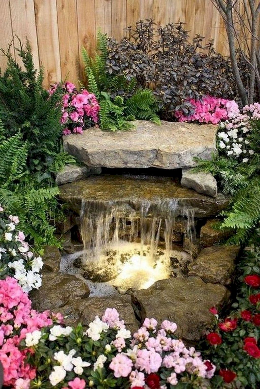 70 Unique Backyard Garden Water Feature Landscaping Ideas