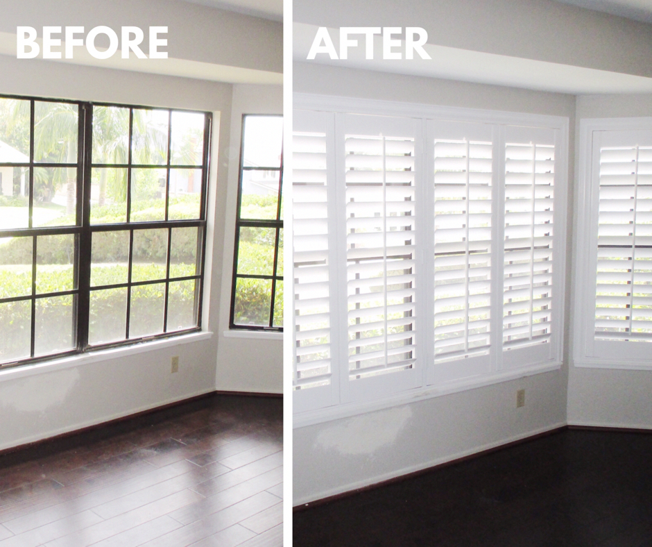 Does your bay window need treatment? Interior Plantation Shutters, like these br...