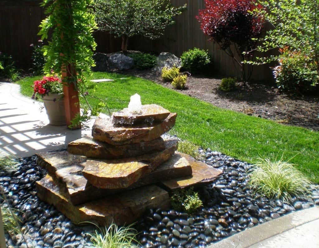 Modern Front Yard Designs with garden fountains