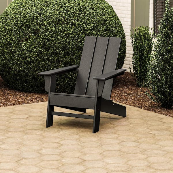 POLYWOOD Grant Park Black Modern Plastic Patio Adirondack Chair .