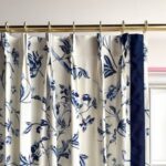 Blue Floral Cotton Blend Curtain Panels, Beautiful Custom Curtains .