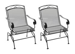 Backyard Creations® Wrought Iron Black Spring Dining Patio Chair .