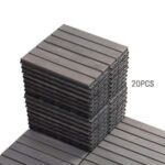 GOGEXX 12 in. x 12 in. Outdoor Striped Square Wood Interlocking .