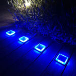Lacasa Blue Solar Deck Lights 4 Pack, Dusk to Dawn Large Battery .