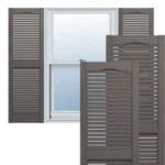 Builders Edge 14.5 in. x 55 in. Louvered Vinyl Exterior Shutters .