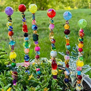 Large Beaded Garden Stake. Garden Decor. Summer Decor. Floral .