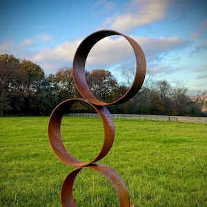 Exterior Rustic Garden Trio of Rings Hoops Circles Modern Art .