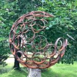 Metal Rusty Garden Modern Art Decorative Open Sphere Ornament .