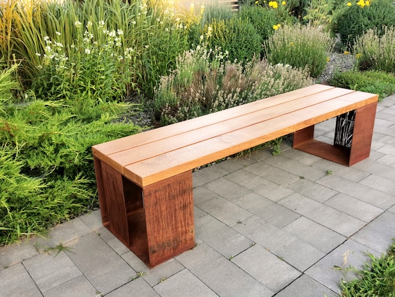 Garden Outdoor Bench. Modern Garden Bench. Wood Bench. Modern .