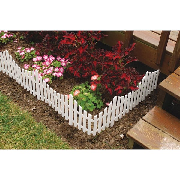 Emsco 24 in. Resin Picket Garden Fence (18-Pack) 2140HD - The Home .
