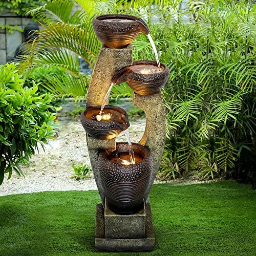 Amazon.com: Naturefalls 40” H Modern Outdoor Fountain - 4 Crocks .