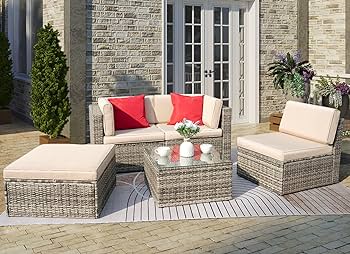 Amazon.com: Tuoze 5 Pieces Patio Furniture Sectional Outdoor All .