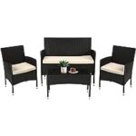 Amazon.com: FDW Patio Furniture Set 4 Pieces Outdoor Rattan Chair .