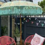 Mint Green And Gold Hand Painted Garden Parasol By The Little T