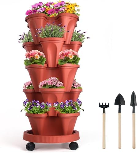 Amazon.com : DUNCHATY Stackable Planter with Removable Wheels and .