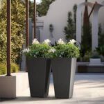 Sapcrete Modern 24.5in. High Large Tall Tapered Square Charcoal .
