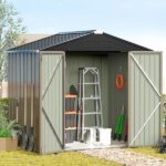 Patiowell 8 ft. W x 6 ft. D Outdoor Storage Brown Metal Shed with .