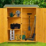 BTMWAY Natural 4.6 ft. W x 1.6 ft. D Solid Wood Outdoor Storage .