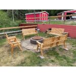 kdgarden Cedar/Fir Log Wood Patio Garden Bench with Foldable Table .