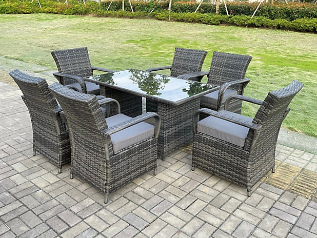 Fimous Rattan Garden Furniture Dining Set Table And Chair Sets PE .
