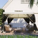 11 ft. x 11 ft. Polyester Cloth Canopy Outdoor Pergola Canopy .