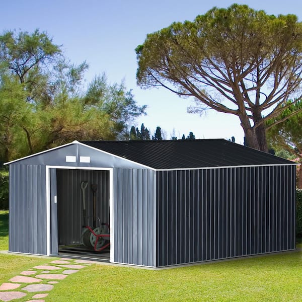 Outsunny 11 ft. x 12.5 ft. Metal Garden Shed Utility Tool Storage .