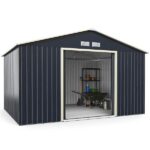 Costway 11.2 ft. W x 6.9 ft. D Metal Shed with 94.08 sq. ft .