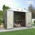 Patiowell 10 ft. W x 8 ft. D Size Upgrade Metal Storage Shed for .