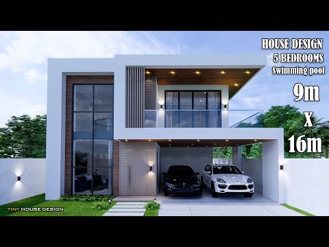 House Design | Modern House 2 Storey | 9m x 16m | 5 Bedrooms .