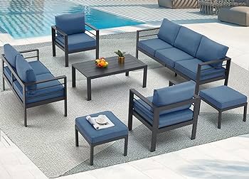 Amazon.com: AECOJOY Aluminum Patio Furniture Set, Modern Outdoor .