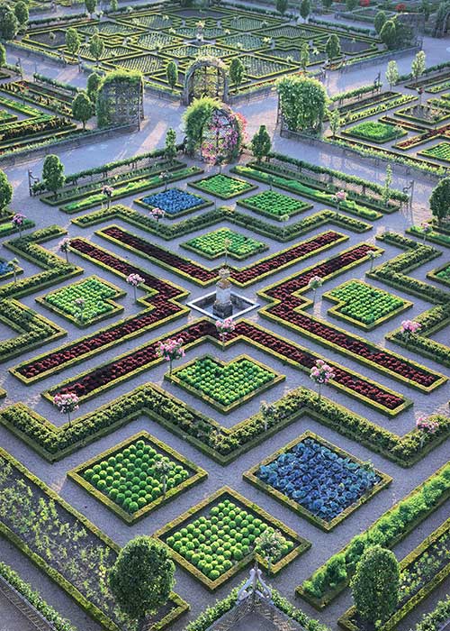 The ornamental Kitchen Garden of the Château de Villandry .