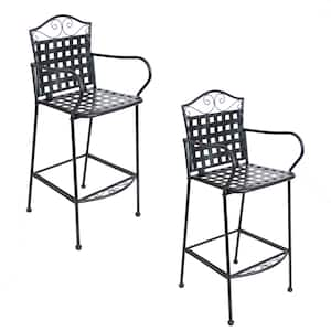 Sunnydaze Decor Black Wrought Iron Scrolling Outdoor Bar Chairs .