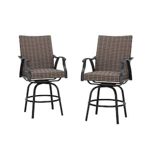 Patio Festival Swivel Wicker Outdoor Bar Stool (2-Pack) PF19151 .