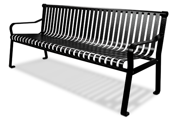Commercial Steel Outdoor Bench with Straight Back | Belson Outdoors