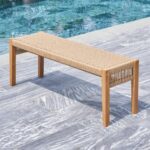 Vifah Chesapeake 3-Person Rattan Wood Outdoor Bench V1958 - The .