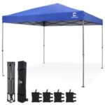 CAPHAUS 10 ft. x 10 ft. Blue Patented 1-Push Pop Up Outdoor Canopy .
