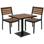 30 x 30 Outdoor Faux Teak Table with 2 Chair - Restaurant .