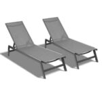 Grey Adjustable Aluminum Outdoor Chaise Lounge Chair Can Be Used .