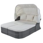 Tunearary Grey 6-Piece Cushioned Rattan Wicker Outdoor Sunbed or .