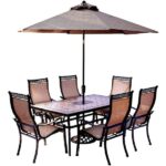 Hanover 7-Piece Outdoor Dining Set with Rectangular Tile-Top Table .