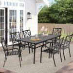Suncrown 7-Piece Metal Outdoor Dining Set with 6 Stackable Chairs .