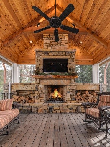 Outdoor Fireplace Design Ideas - Judd Builders | Asheville,