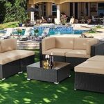 Amazon.com: U-MAX 7 Piece Outdoor Patio Furniture Set, Black PE .