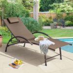 Crestlive Products Foldable Aluminum Outdoor Lounge Chair in Brown .