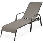 CASAINC Patio chairs Brown Steel Frame Stationary Chaise Lounge .